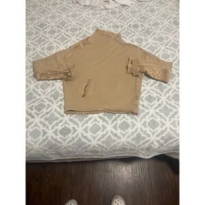 Miss Me Womens Tan Paisley Bandana Print Asymmetrical Mock Neck Sweatshirt M